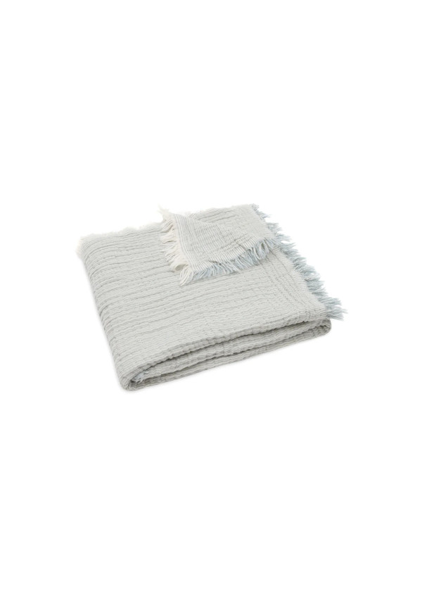 Колискова муслінова ковдра Jollein Fringe Stripe 75×100, морська зелень GOTS