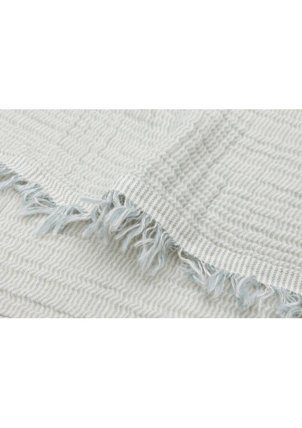Колискова муслінова ковдра Jollein Fringe Stripe 75×100, морська зелень GOTS
