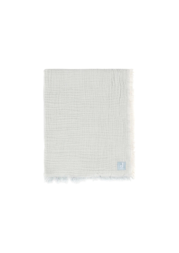 Колискова муслінова ковдра Jollein Fringe Stripe 75×100, морська зелень GOTS