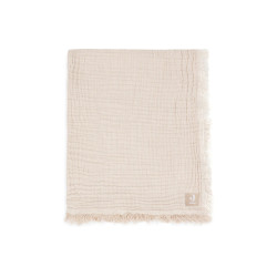 Колискова муслінова ковдра Jollein Fringe Stripe 75×100, бісквіт GOTS