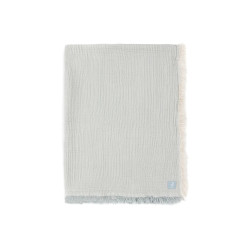 Дитяча муслінова ковдра Jollein 120×120 см, Fringe Stripe морська зелень GOTS