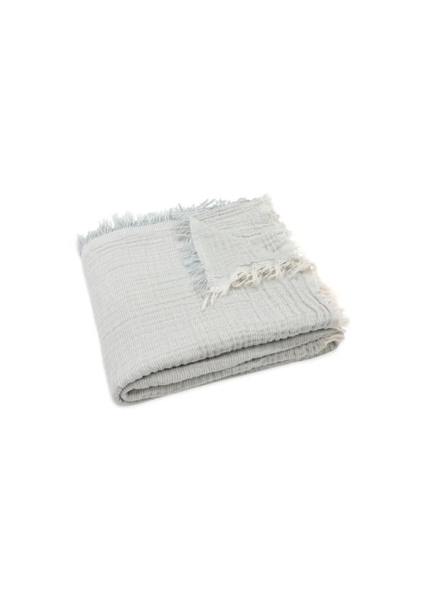 Дитяча муслінова ковдра Jollein 120×120 см, Fringe Stripe морська зелень GOTS
