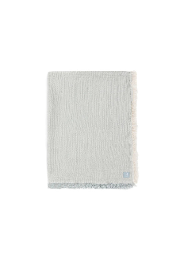 Дитяча муслінова ковдра Jollein 120×120 см, Fringe Stripe морська зелень GOTS