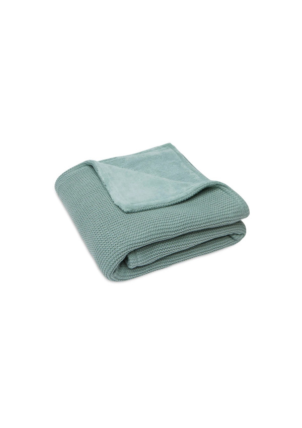 Колискова ковдра Jollein 75×100 см, Basic Knit лісова зелень/Coral Fleece