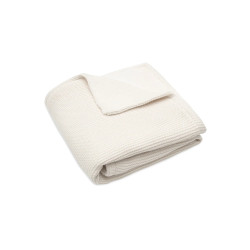 Колискова в’язана ковдра Jollein Basic Knit 75×100, айворі/корал фліс