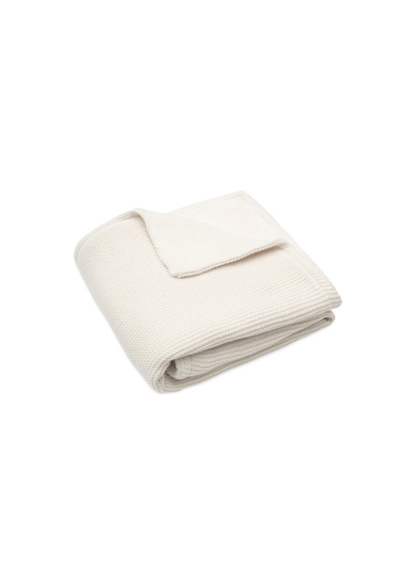Колискова в’язана ковдра Jollein Basic Knit 75×100, айворі/корал фліс