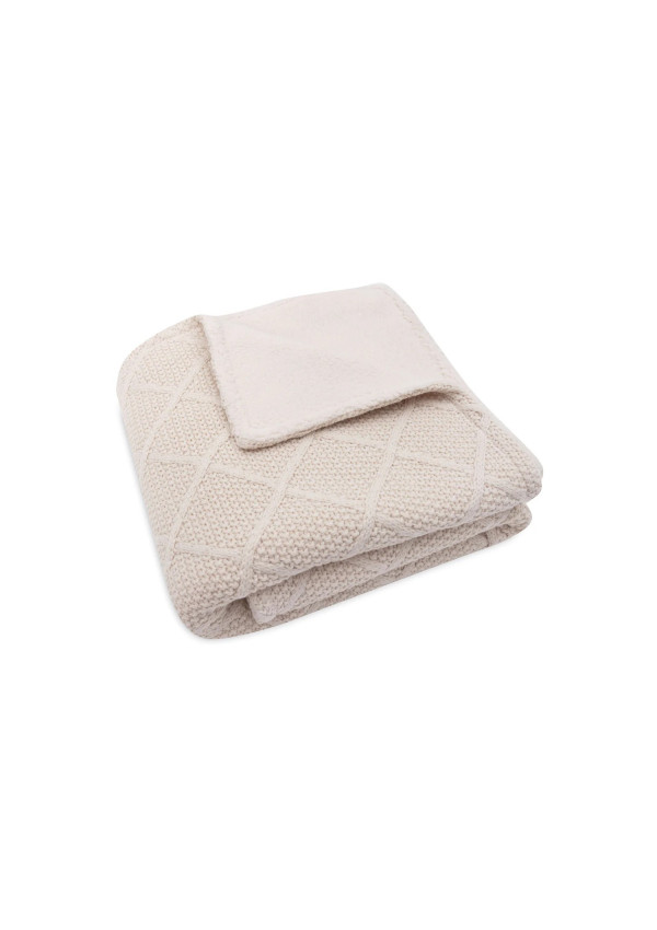 Колискова ковдра Jollein Check Knit 75×100, вівсяна/teddy fleece
