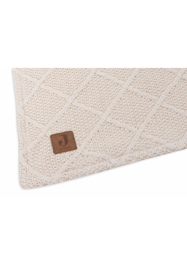Колискова ковдра Jollein Check Knit 75×100, вівсяна/teddy fleece