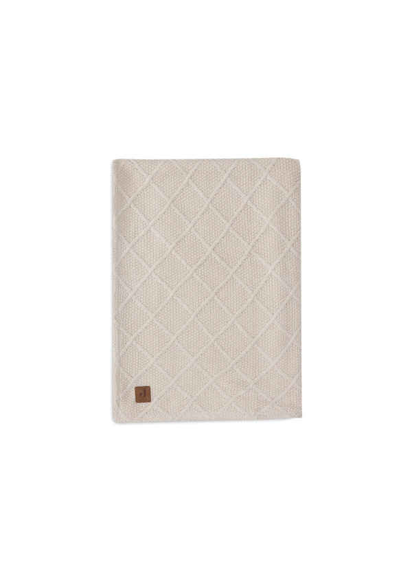 Колискова ковдра Jollein Check Knit 75×100, вівсяна/teddy fleece