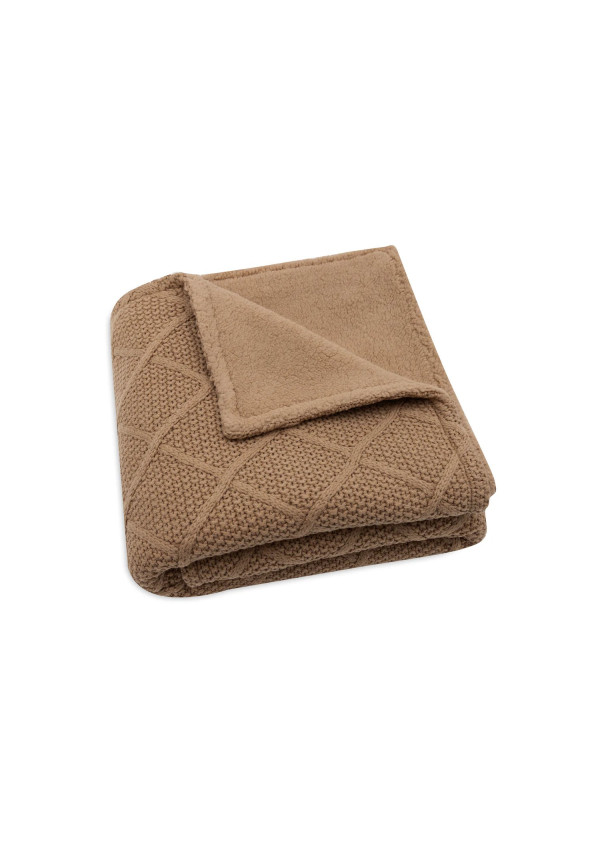Колискова ковдра Jollein Check Knit 75×100, бісквіт/teddy fleece