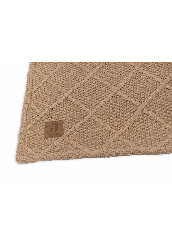 Колискова ковдра Jollein Check Knit 75×100, бісквіт/teddy fleece