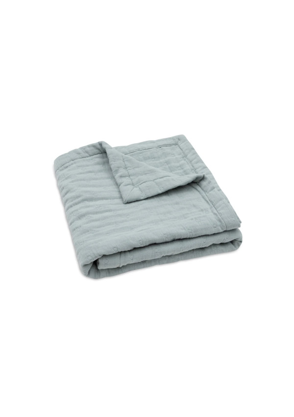 Дитяча муслінова ковдра Jollein жакард 100×150, морська зелень GOTS