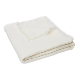 Дитяча муслінова ковдра Jollein Blanket Cot Muslin Fringe 120×120 см, айворі