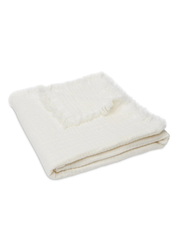Дитяча муслінова ковдра Jollein Blanket Cot Muslin Fringe 120×120 см, айворі