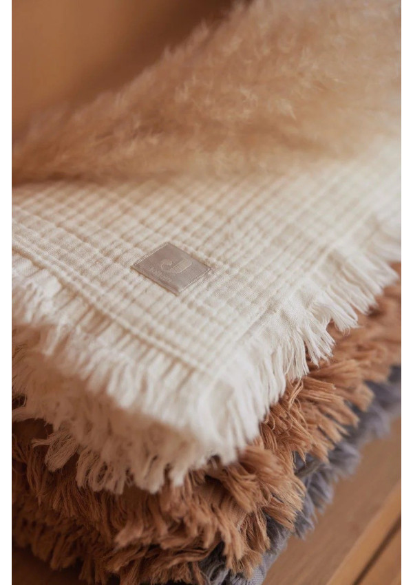 Дитяча муслінова ковдра Jollein Blanket Cot Muslin Fringe 120×120 см, айворі