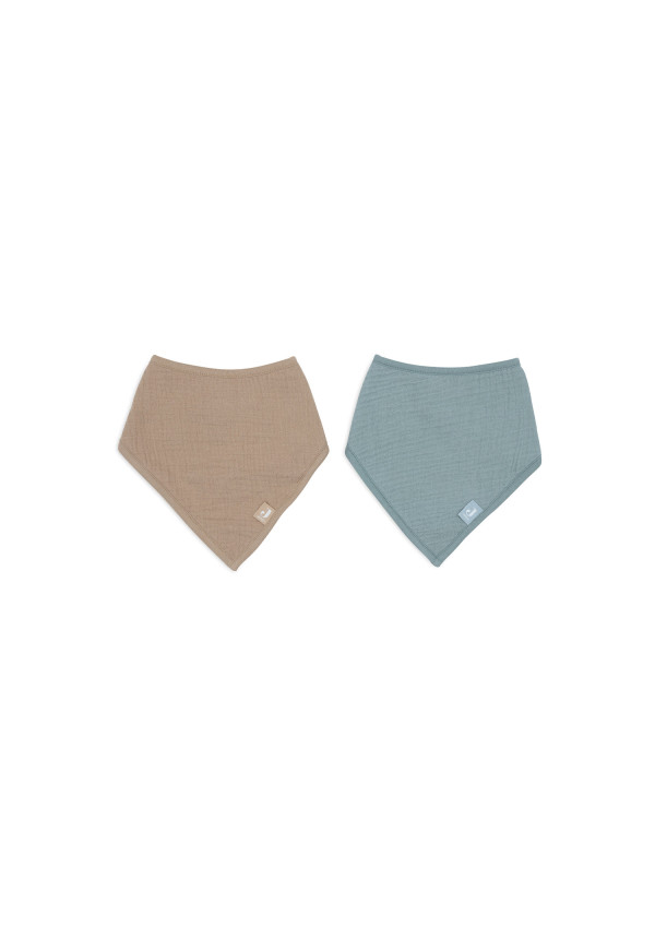 Мусліновий нагрудник-бандана Jollein, морська зелень/бісквітний (2pack), 2 шт.