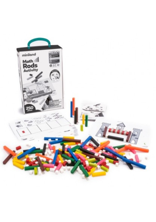 Набір навчальний Математичні елементи Miniland Math Rods Activity (250 шт) в валізці