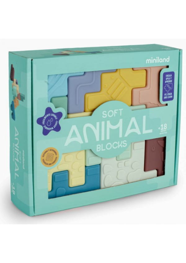 М'який розвиваючий набір Miniland Animal Blocks