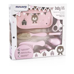 Набір для догляду за дитиною у косметичці (7 предм.) Miniland Baby Kit рожевий