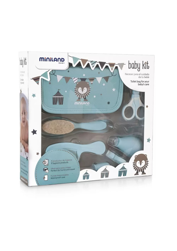 Набір для догляду за дитиною у косметичці (7 предм.) Miniland Baby Kit синій