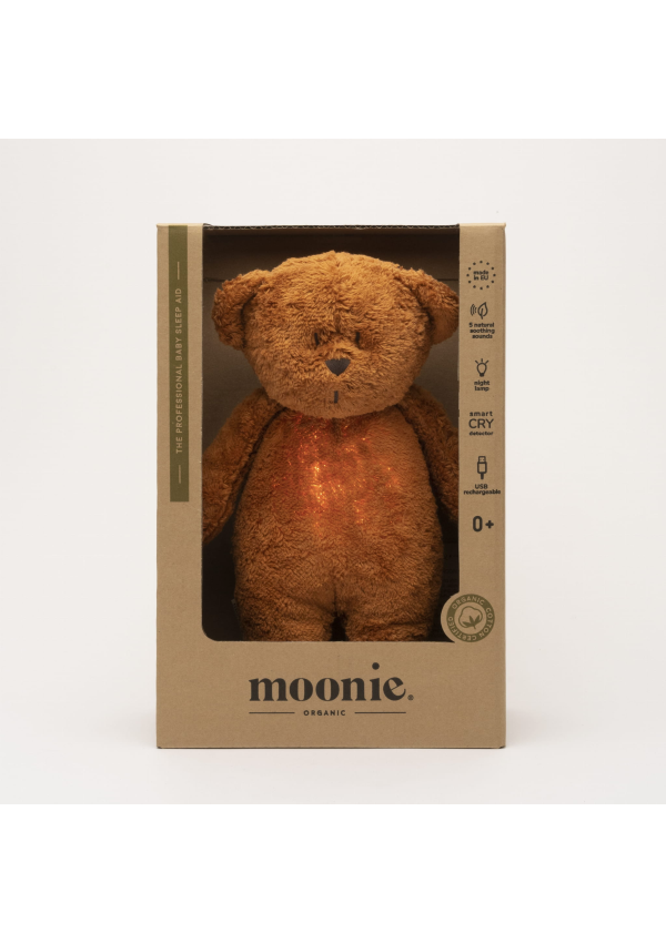Ведмедик з білим шумом і нічником Moonie колір Caramel 2.0