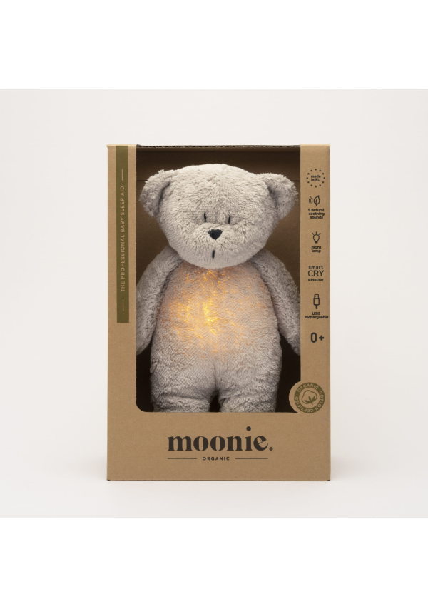 Ведмедик з білим шумом і нічником Moonie колір Mineral Grey 2.0
