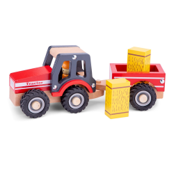 Ігровий набір New Classic Toys "Трактор з причепом та двома стогами сіна"