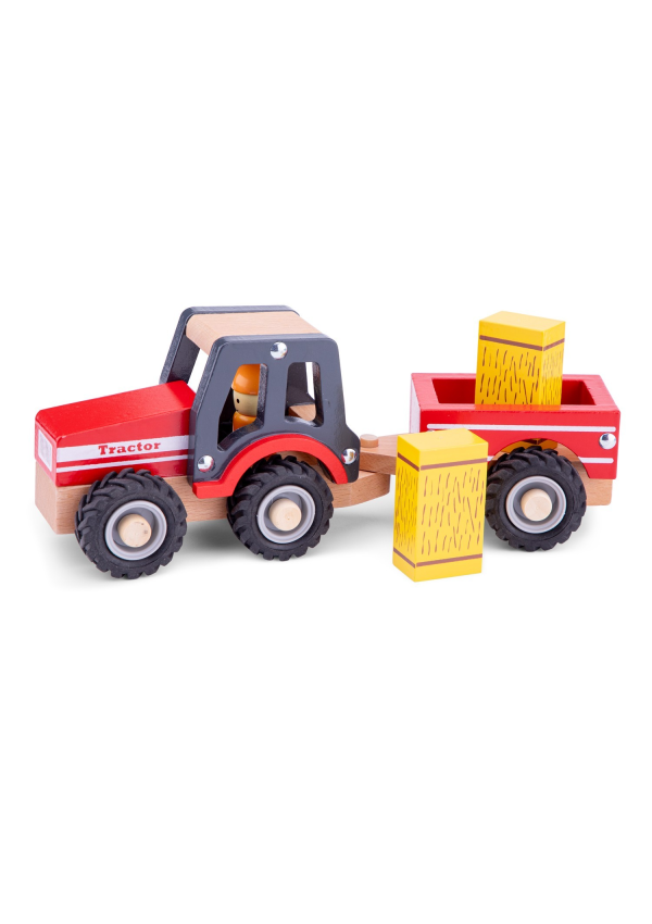 Ігровий набір New Classic Toys "Трактор з причепом та двома стогами сіна"