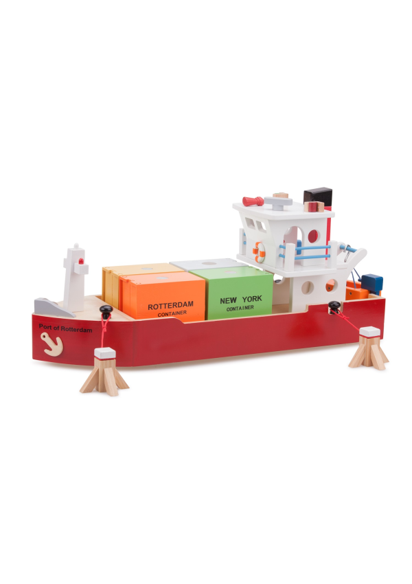 Ігровий набір New Classic Toys "Контейнерне судно з 4 контейнерами"