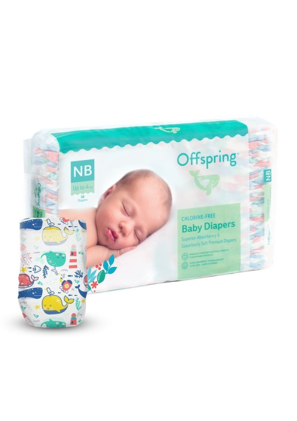 Підгузки Offspring Willy the Whale, розмір NB, до 4 кг, 56 шт.