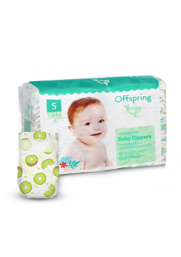 Підгузки Offspring Hairykiwi, розмір S, 3-6 кг, 48 шт.
