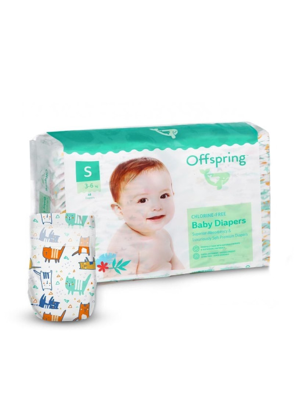 Підгузки Offspring Meow The Cat, розмір S, 3-6 кг, 48 шт.