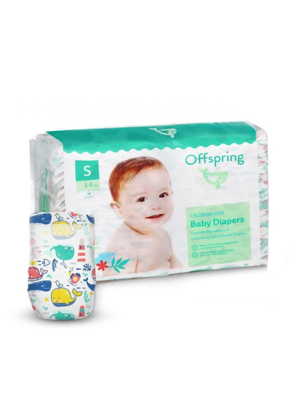 Підгузки Offspring Willy the Whale, розмір S, 3-6 кг, 48 шт.