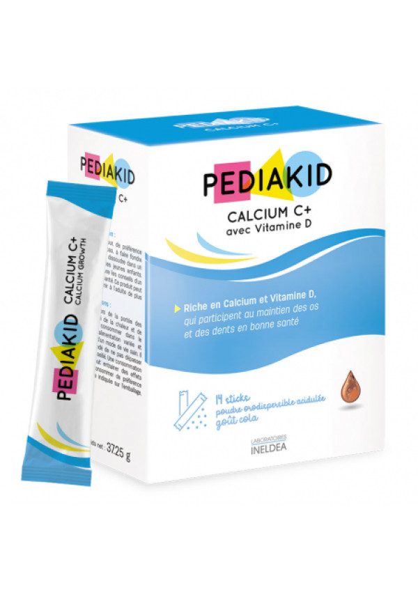 Натуральний кальцій С+ для зміцнення кісток та зубів PEDIAKID упаковка 14 стіків