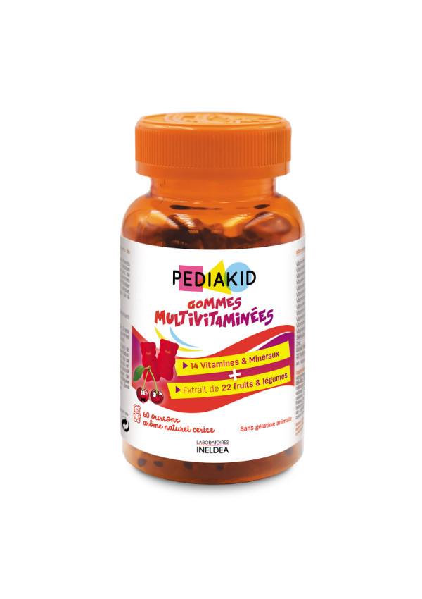 Натуральні ведмежуйки мультивітаміни PEDIAKID GOMMES MULTIVITAMINEES, 60 жувальних вітамінів
