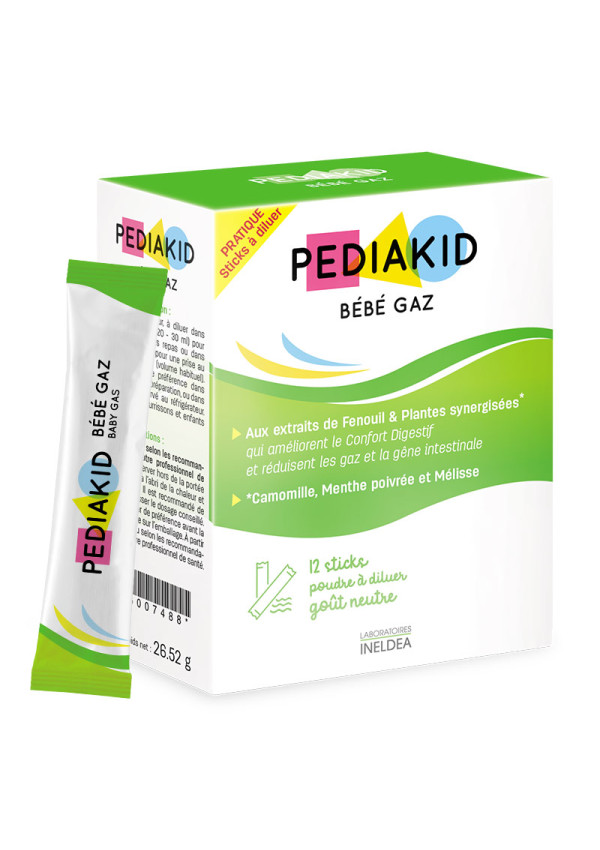 Натуральні стіки для зняття здуття живота PEDIAKID BEBE GAZ упаковка 12 стіків