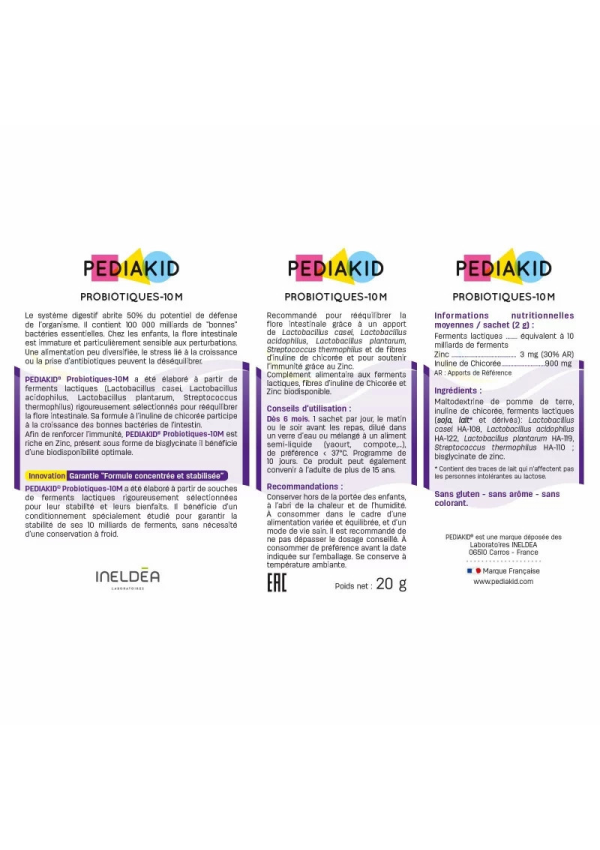 PEDIAKID Саше ПРОБІОТИКИ-10М / PROBIOTIQUES-10M, 10 пакетиків-саше - для імунітету та відновлення мікрофлори кишечника