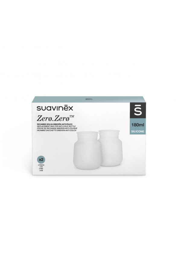 SUAVINEX Змінний силіконовий мішечок для пляшечки ZERO.ZERO (2 шт.), 180 мл
