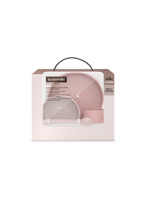 Suavinex Набір посуду для годування Colour Essence рожевий