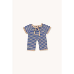 GOMMU Довгий комбінезон THIN STRIPES Кремовий/Блакитний