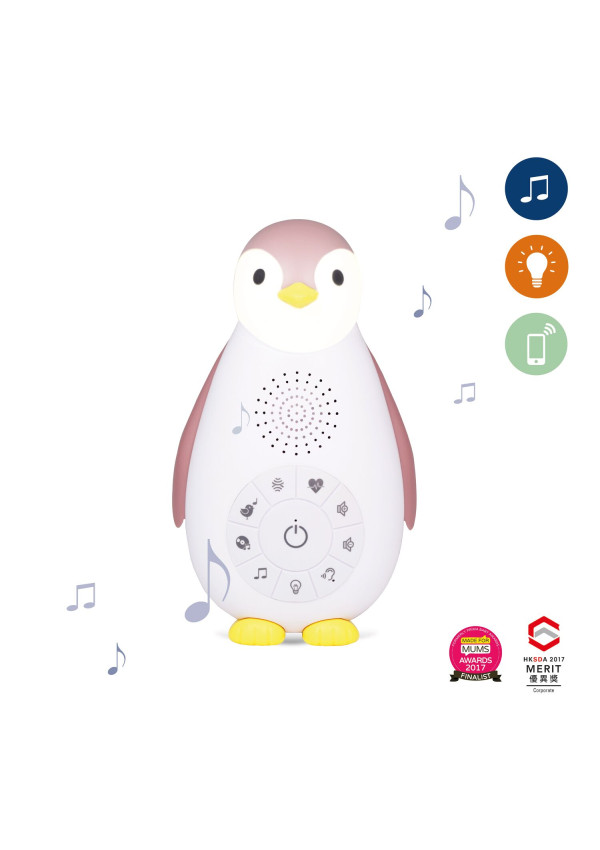 Пінгвін ZOE нічник і музичний бокс, рожевий Zazu
