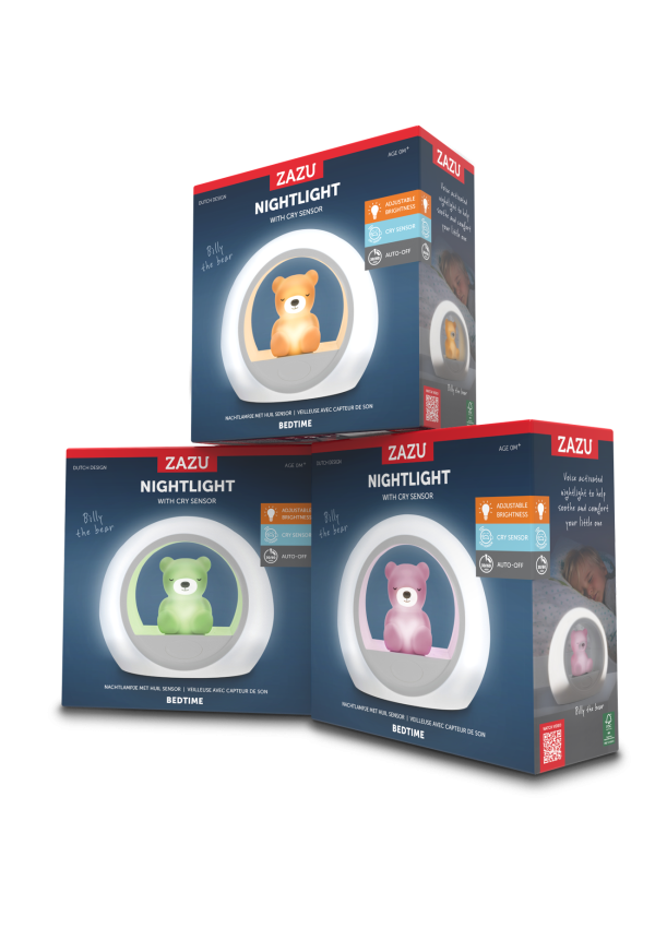 Ведмедик BILLY нічник з датчиком крику Cry Sensor, зелений ZAZU