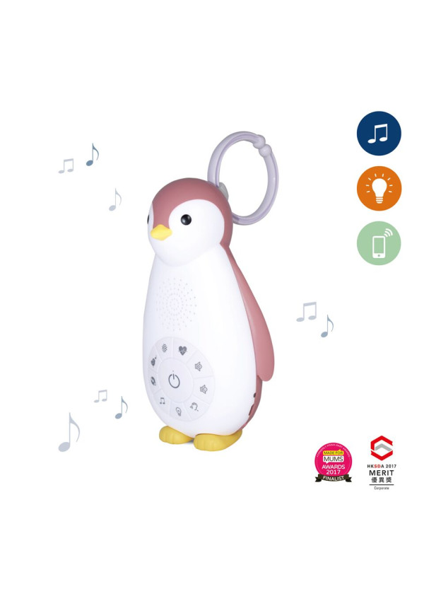 Пінгвін ZOE нічник і музичний бокс, рожевий Zazu
