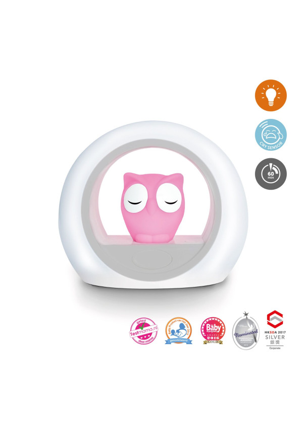 Сова LOU нічник з датчиком крику Cry Sensor, рожевий Zazu