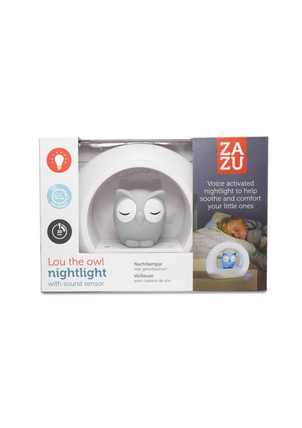 Сова LOU нічник з датчиком крику Cry Sensor, сірий Zazu