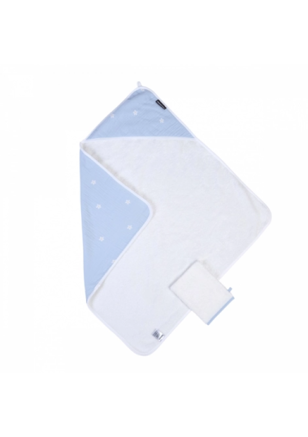Рушник з капюшоном Childhome 80x80 - flower blue