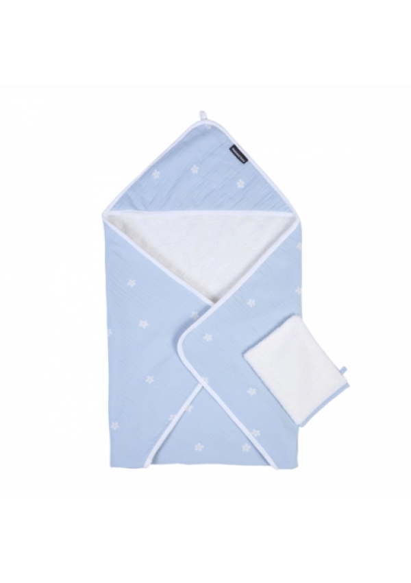 Рушник з капюшоном Childhome 80x80 - flower blue