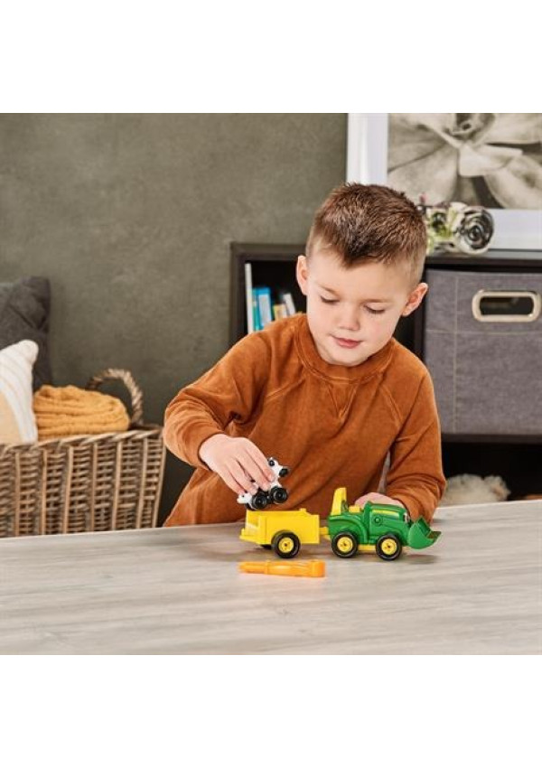 Ігровий набір-конструктор John Deere Kids Трактор із ковшем і причепом 